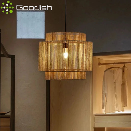 🌿 Wabi-Sabi Bamboo Pendant Lamp – Minimalist Rattan Suspension Light for Dining, Living & Studio Spaces ✨