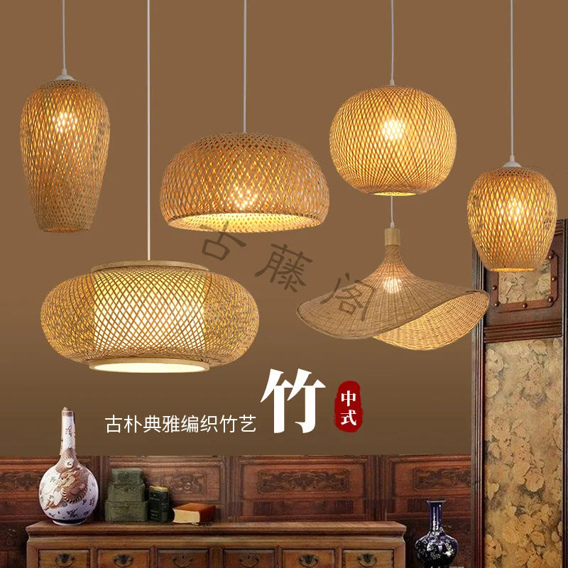 🌾 Handwoven Bamboo Rattan Pendant Lamp – Japanese Style Ceiling Light with Natural Wicker Shade for Bedroom, Dining & Living Spaces ✨
