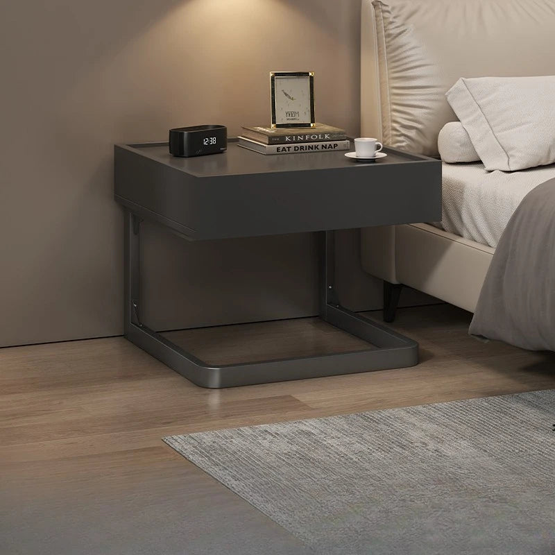 ✨ Minimalist Nordic Nightstand – Modern C-Shaped Bedside Table with Open Storage (45×50×40 cm)