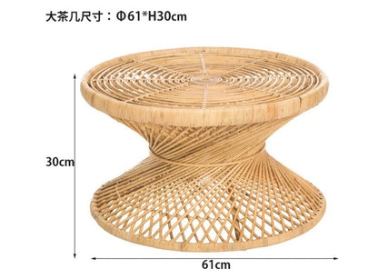 Handwoven Rattan Hourglass Coffee Table – Boho Chic Round Center Table for Living Room & Bedroom ☕🌾