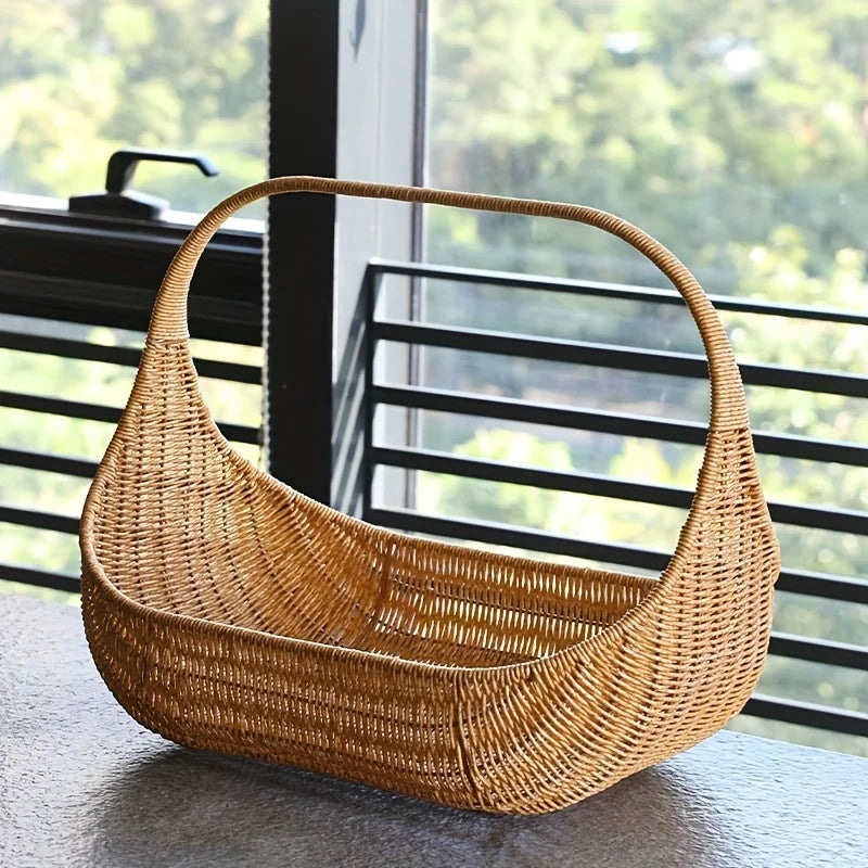 🍞 Handwoven Rattan Bread & Fruit Basket – Rustic Farmhouse Style Tray for Kitchen, Dining & Table Decor 🌿✨
