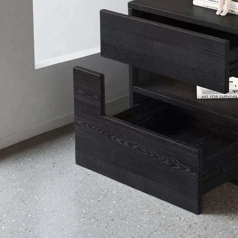 ✨ Modern Minimalist Bedside Table – Compact Drawer Cabinet with Open Shelf Storage (45×40×45cm)