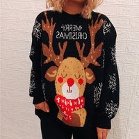 Women’s Merry Christmas Reindeer Sweater – Cute & Cozy Holiday Knit Pullover ❤️✨