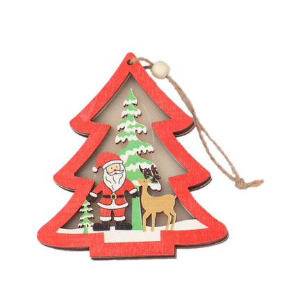Rustic Glow Christmas Wooden Ornaments – Light-Up Tree & Car Décor ✨