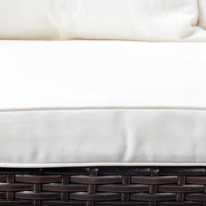 ✨ Stretchable Rattan Bench with Beige Cushions | Modern Outdoor Patio & Balcony Seating ☀️