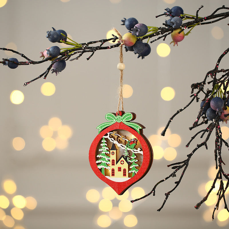 Rustic Glow Christmas Wooden Ornaments – Light-Up Tree & Car Décor ✨