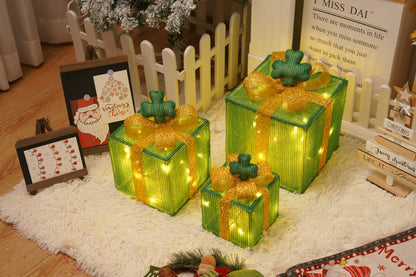 Remote Control LED Christmas Gift Box Lights – 3-Piece Glowing Holiday Decoration Set ✨
