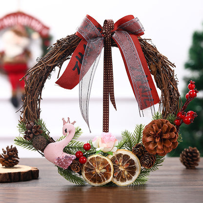 Elegant “Merry Christmas” Door Wreath – Festive Golden Bow & Pine Ornament Decoration ✨
