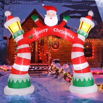 ✨ 8.9FT Giant Inflatable Christmas Arch with 7 LED Lights – Merry Entrance Decoration for Home, Yard & Parties