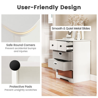 Modern 4-Drawer Dresser with Open Storage Shelves – Multi-Purpose Bedroom Chest Organizer