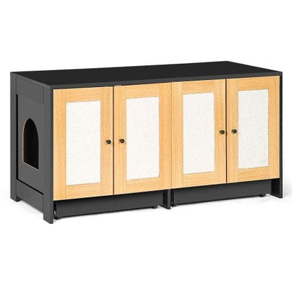 🐾 Purrfect Hideaway Rattan Cat Cabinet — Dual Litter Enclosure & Stylish Furniture for Modern Homes ✨🐈