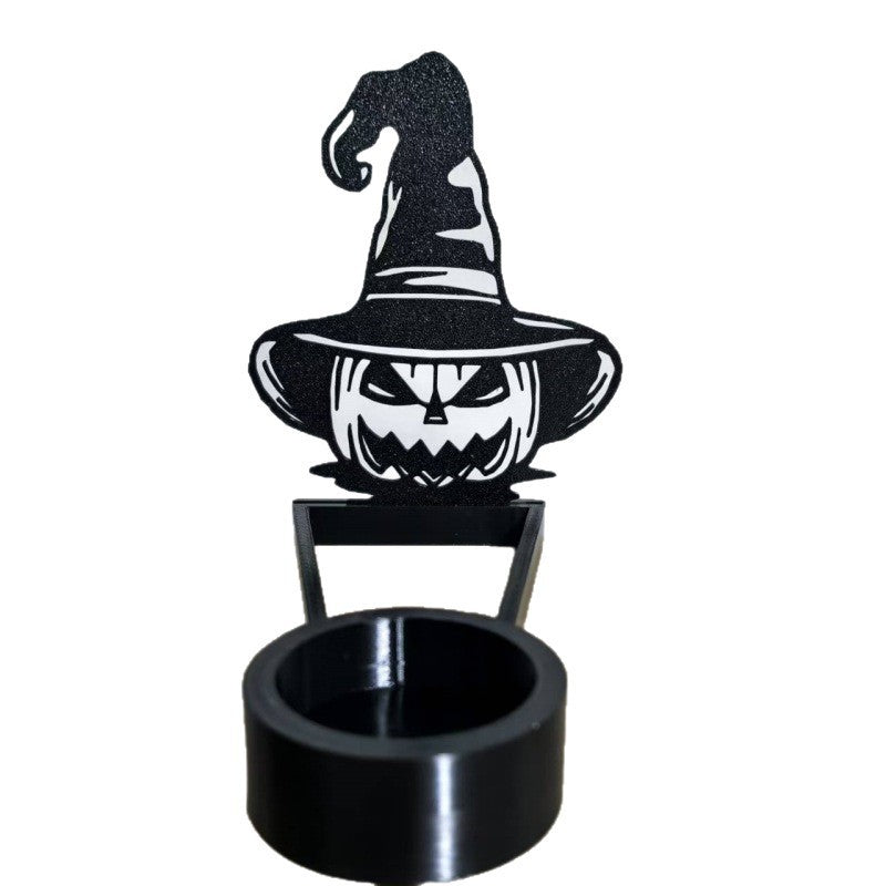 ✨ “Halloween Shadow Projection Candlestick – Spooky Witch & Skull Decor”