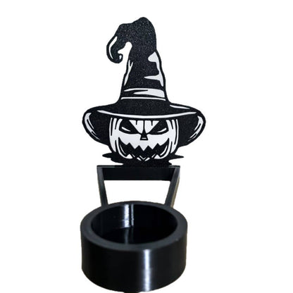 ✨ “Halloween Shadow Projection Candlestick – Spooky Witch & Skull Decor”
