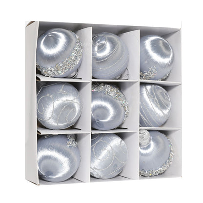 Luxury Silk Painted Christmas Ornament Set – 9-Piece Elegant Tree Decoration Collection ✨