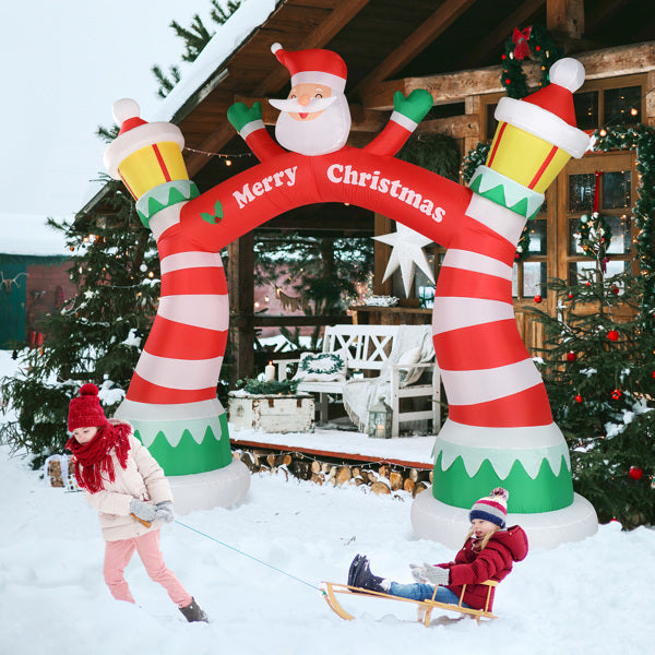 ✨ 8.9FT Giant Inflatable Christmas Arch with 7 LED Lights – Merry Entrance Decoration for Home, Yard & Parties