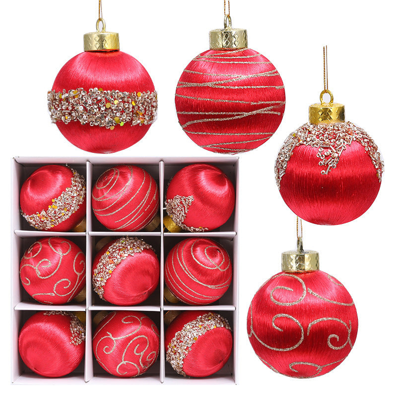 Luxury Silk Painted Christmas Ornament Set – 9-Piece Elegant Tree Decoration Collection ✨