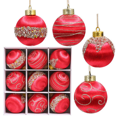 Luxury Silk Painted Christmas Ornament Set – 9-Piece Elegant Tree Decoration Collection ✨