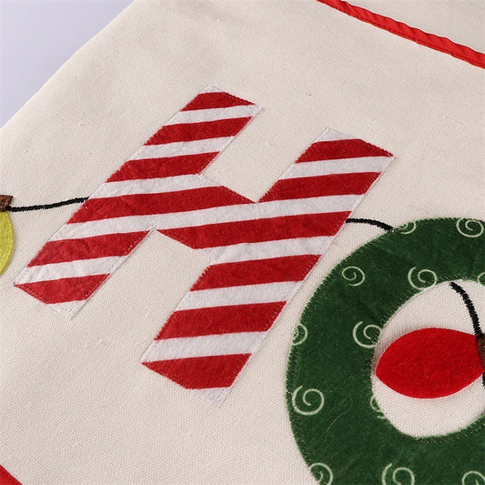 ✨ “Ho Ho Ho” Christmas Tree Skirt – White & Red Holiday Tree Base Mat with Festive Lights Design