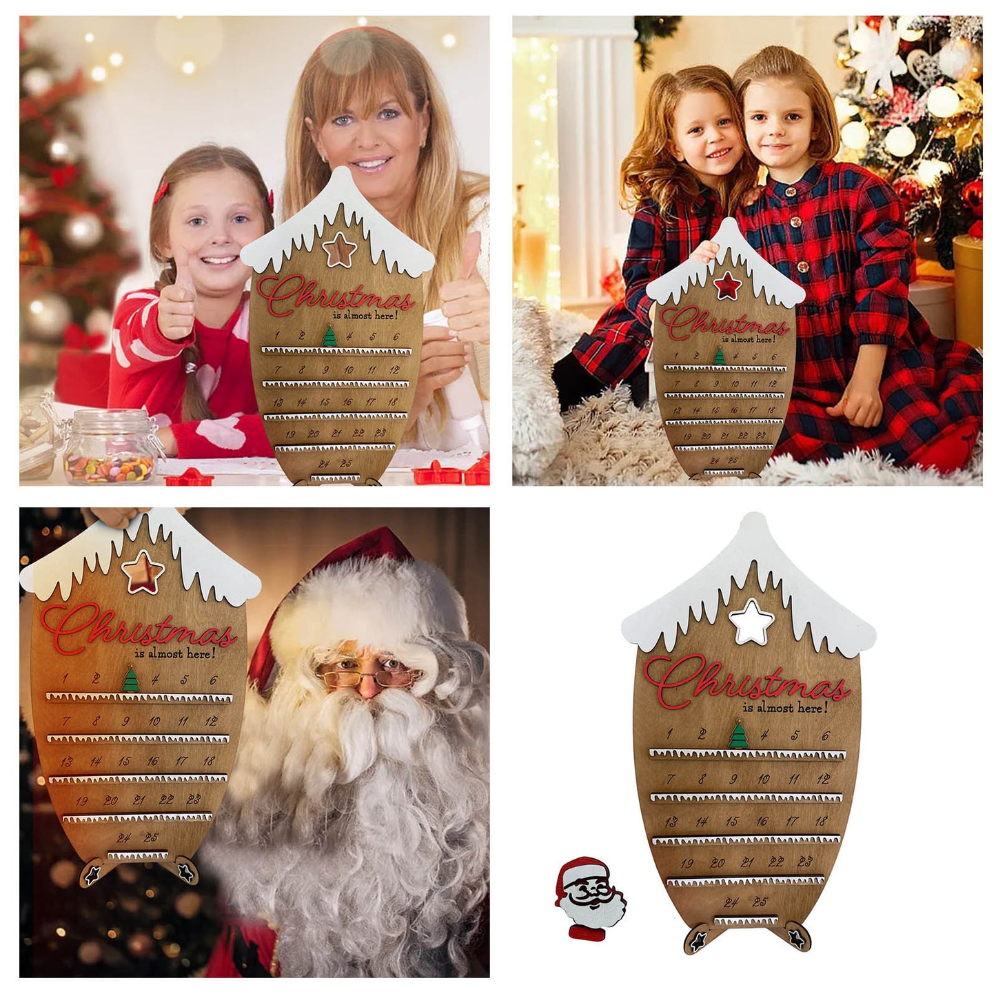 Santa Christmas Countdown Calendar – Wooden Holiday Decoration That Builds the Magic ✨