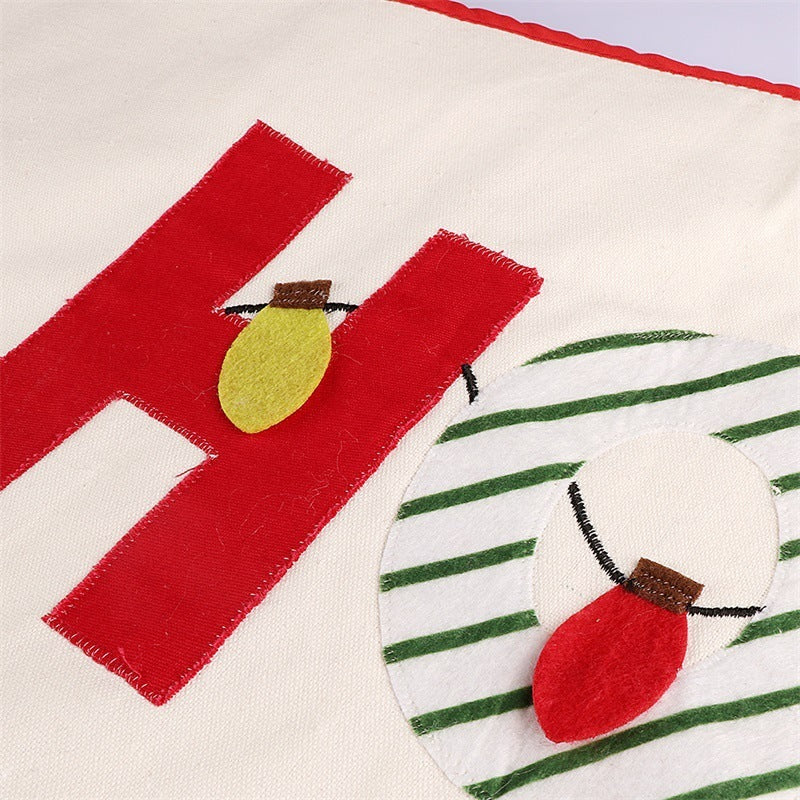✨ “Ho Ho Ho” Christmas Tree Skirt – White & Red Holiday Tree Base Mat with Festive Lights Design