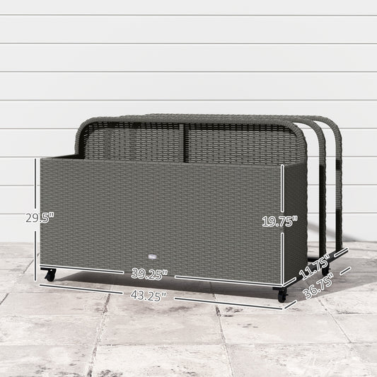 ✨ Rattan Pool Float & Storage Organizer with Wheels | Premium Outdoor Deck Box for Towels, Toys & Cushions