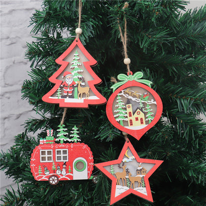 Rustic Glow Christmas Wooden Ornaments – Light-Up Tree & Car Décor ✨