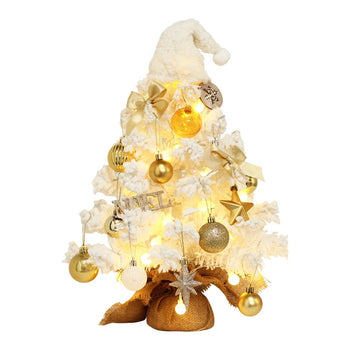 ✨ Luxury Pre-Lit White & Gold Christmas Tree – Elegant Holiday Decoration with Ornaments & Warm Lights