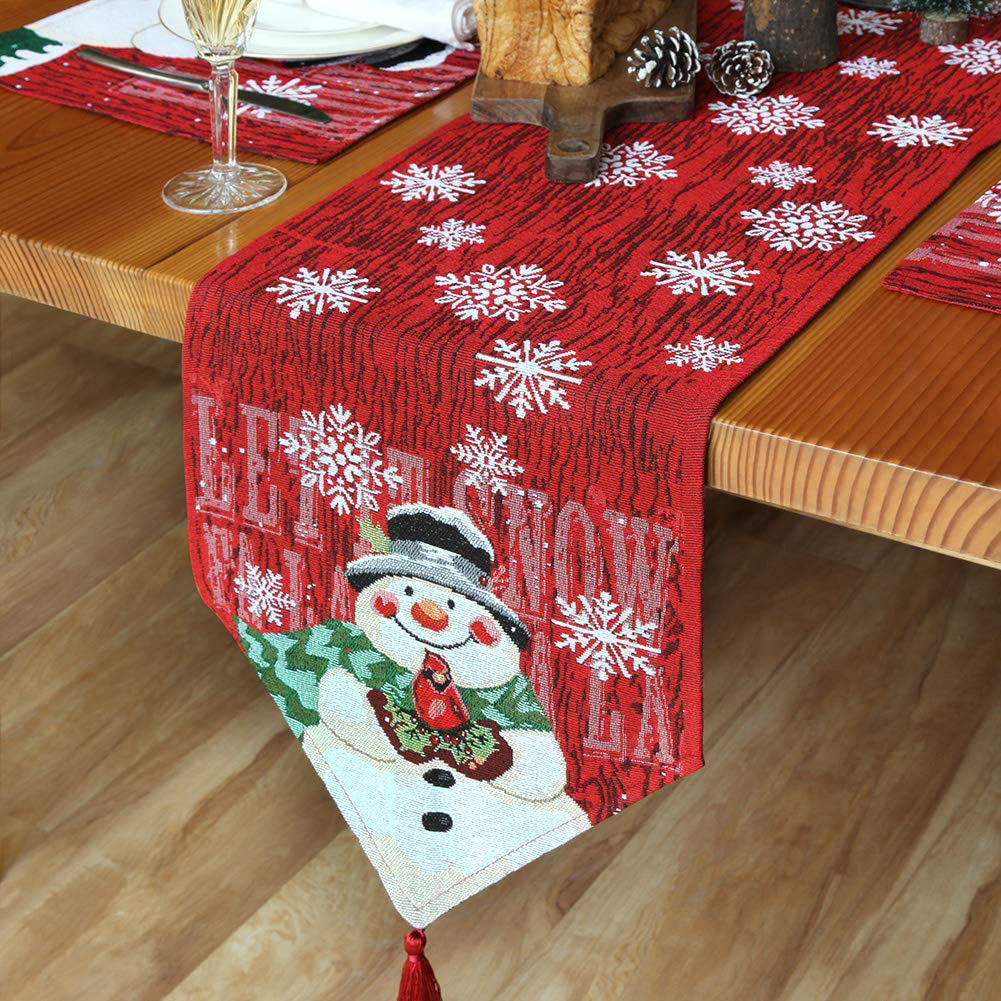 Christmas Tablecloth Decorations – Festive Red Reindeer & Tree Design for Holiday Dining ✨