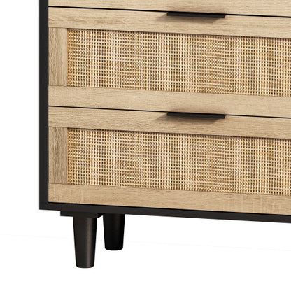 ✨ Rattan Drawer Storage Cabinet with Black Frame | Modern Boho Organizer for Bedroom & Living Room