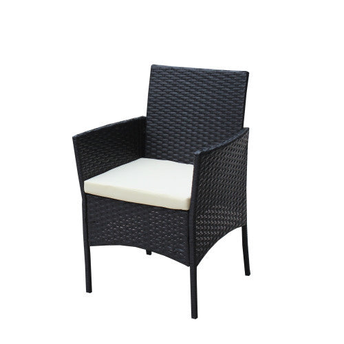 🌸 Garden Grace Rattan Conversation Set — 4-Piece Outdoor Lounge with Black Wicker Frame & Beige Cushions ☕✨