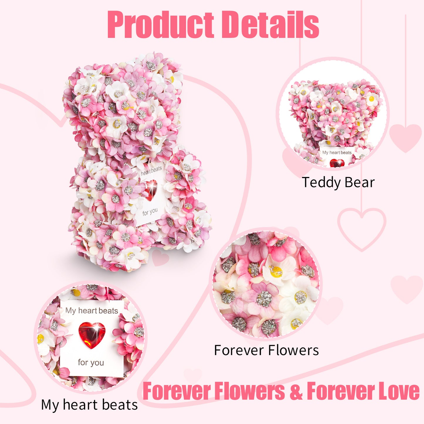 Rose Bear – A Sweet Valentine’s Day Gift Pink (17x12x11cm)