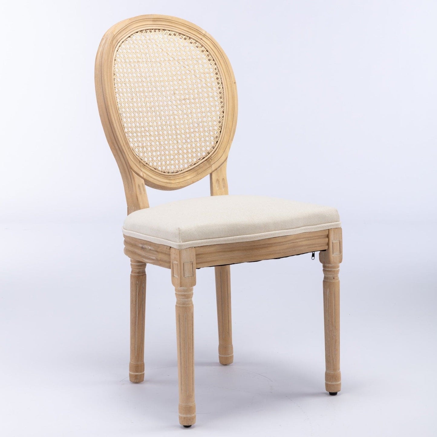 Charm Rattan Dining Chair (Set of 2) — French Vintage Elegance with Linen Comfort & Solid Wood Craftsmanship ✨🍽️