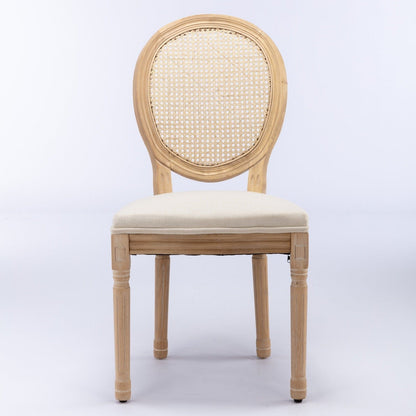 Charm Rattan Dining Chair (Set of 2) — French Vintage Elegance with Linen Comfort & Solid Wood Craftsmanship ✨🍽️