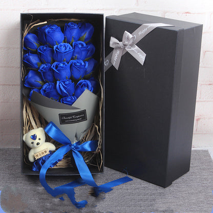 🧸 Teddy Rose Soap Flower Gift Box – Cute Surprise Bouquet with Free Mini Bear 🌹🎁