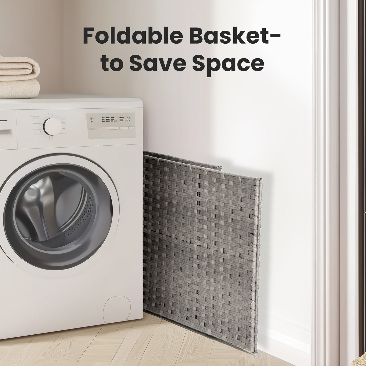 ✨ Handwoven Rattan Laundry Basket with Lid | 110L Foldable Storage Hamper with Handles & Removable Liner