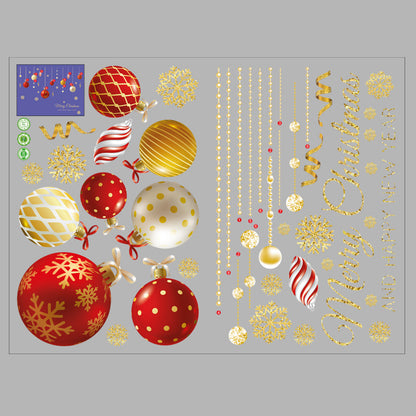 Golden Glow Christmas Hanging Ball Stickers – Elegant Window & Wall Ornaments  Holiday Home Decoration