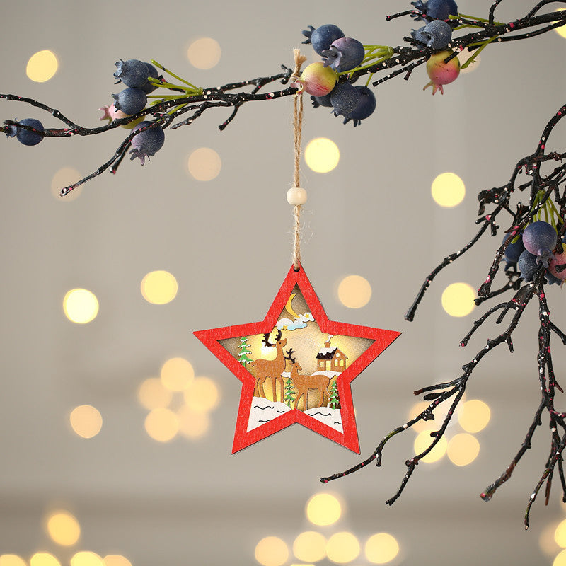 Rustic Glow Christmas Wooden Ornaments – Light-Up Tree & Car Décor ✨
