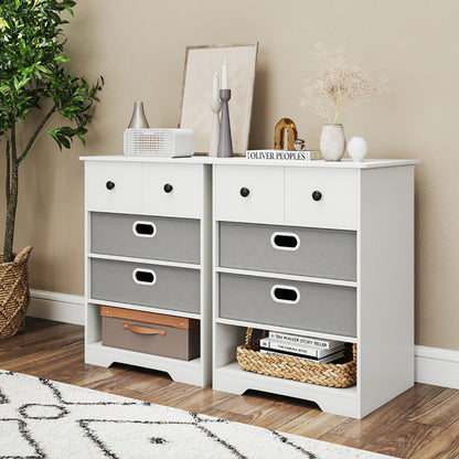Modern 4-Drawer Dresser with Open Storage Shelves – Multi-Purpose Bedroom Chest Organizer