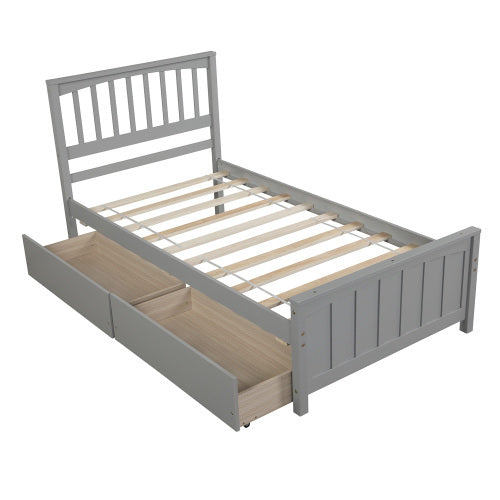 ✨ Twin Size Platform Bed with Built-in Drawers | Space-Saving Modern Bed Frame for Bedroom ️