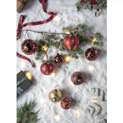 ✨ Luxury Glass Christmas Ball Ornaments – Set of 6 Decorative Hanging Baubles for Tree, Home & Holiday Party Decor
