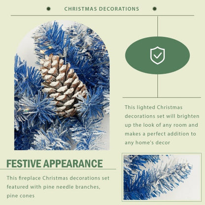 ✨ Pre-Lit Artificial Christmas Tree 4-Piece Set – Blue Frosted Tree, Garland, Wreath & Topiary  Premium Full Holiday Décor Collection