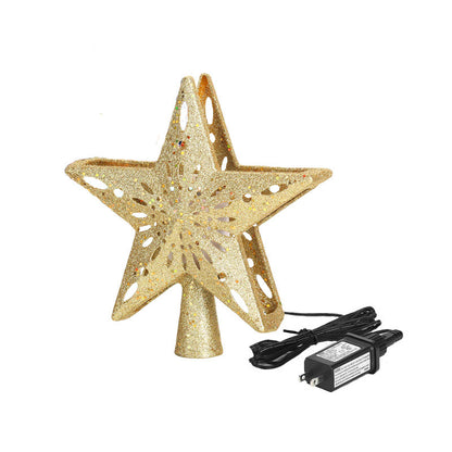 ✨ 3D Glitter LED Star Tree Topper Projector – Lighted Silver & Gold Christmas Decoration for Magical Holiday Glow