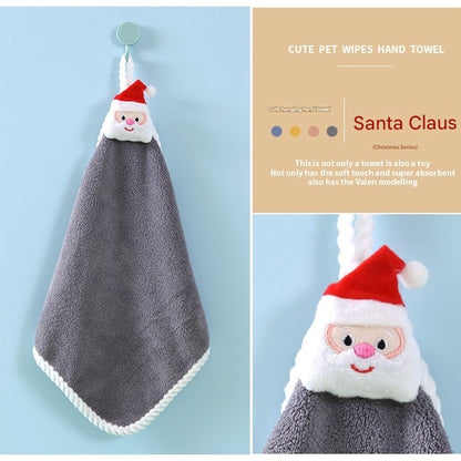 Christmas Theme Plush Hand Towels – Cute Holiday Reindeer, Santa, Snowman & Tree Designs for Kitchen & Bathroom Decor ✨