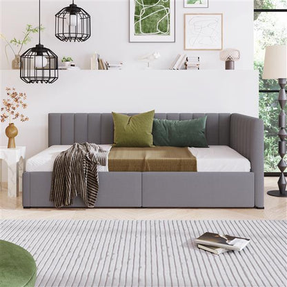 ✨ Upholstered Sofa Bed with 2 Storage Drawers | Convertible Modern Couch Bed in Elegant Grey ️