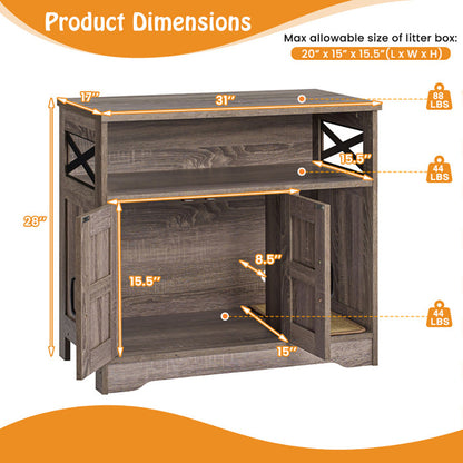 Hidden Cat Litter Box Cabinet with Storage – Rustic Gray Furniture for Cat Owners ✨