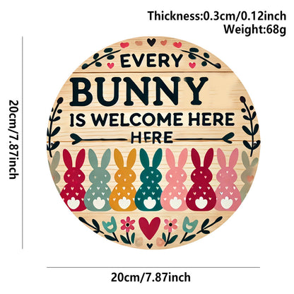 “Every Bunny Is Welcome Here” ✨ Easter Wooden Hanging Sign – Cute Rustic Door & Wall Decoration