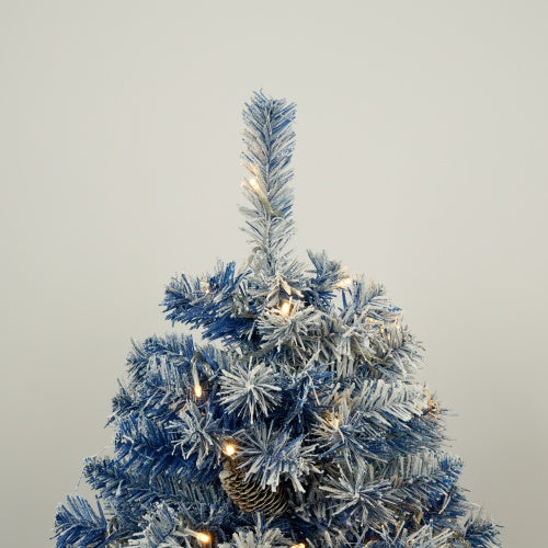 ✨ Pre-Lit Artificial Christmas Tree 4-Piece Set – Blue Frosted Tree, Garland, Wreath & Topiary  Premium Full Holiday Décor Collection