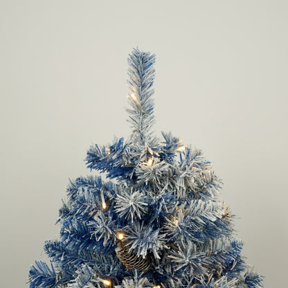 ✨ Pre-Lit Artificial Christmas Tree 4-Piece Set – Blue Frosted Tree, Garland, Wreath & Topiary  Premium Full Holiday Décor Collection