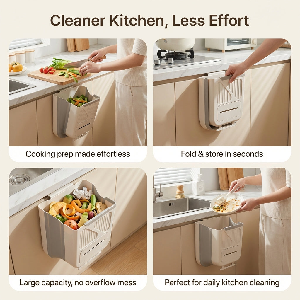 Smart Foldable Hanging Kitchen Trash Bin✨