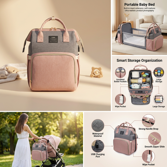 3-in-1 Convertible Baby Travel Crib Backpack ✨🍼